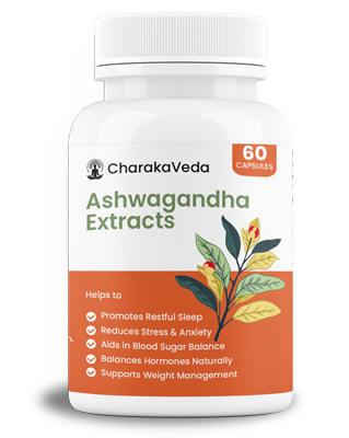 CharakaVeda Ashwagandha 500mg 60 Capsules | Boost Muscle Mass, Strength & Immunity | Supports Stress Management, Energy & Stamina | Ayurvedic Formula to Rejuvenate Mind & Body