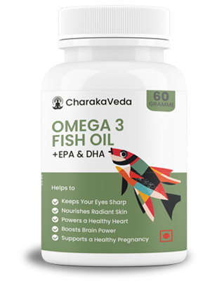 CharakaVeda Omega-3 Fish Oil 1000mg 60 Softgels | Supports Heart, Brain & Joint Health | Boosts Muscle Recovery, Energy & Immunity | Triple Strength EPA & DHA for Wellness
